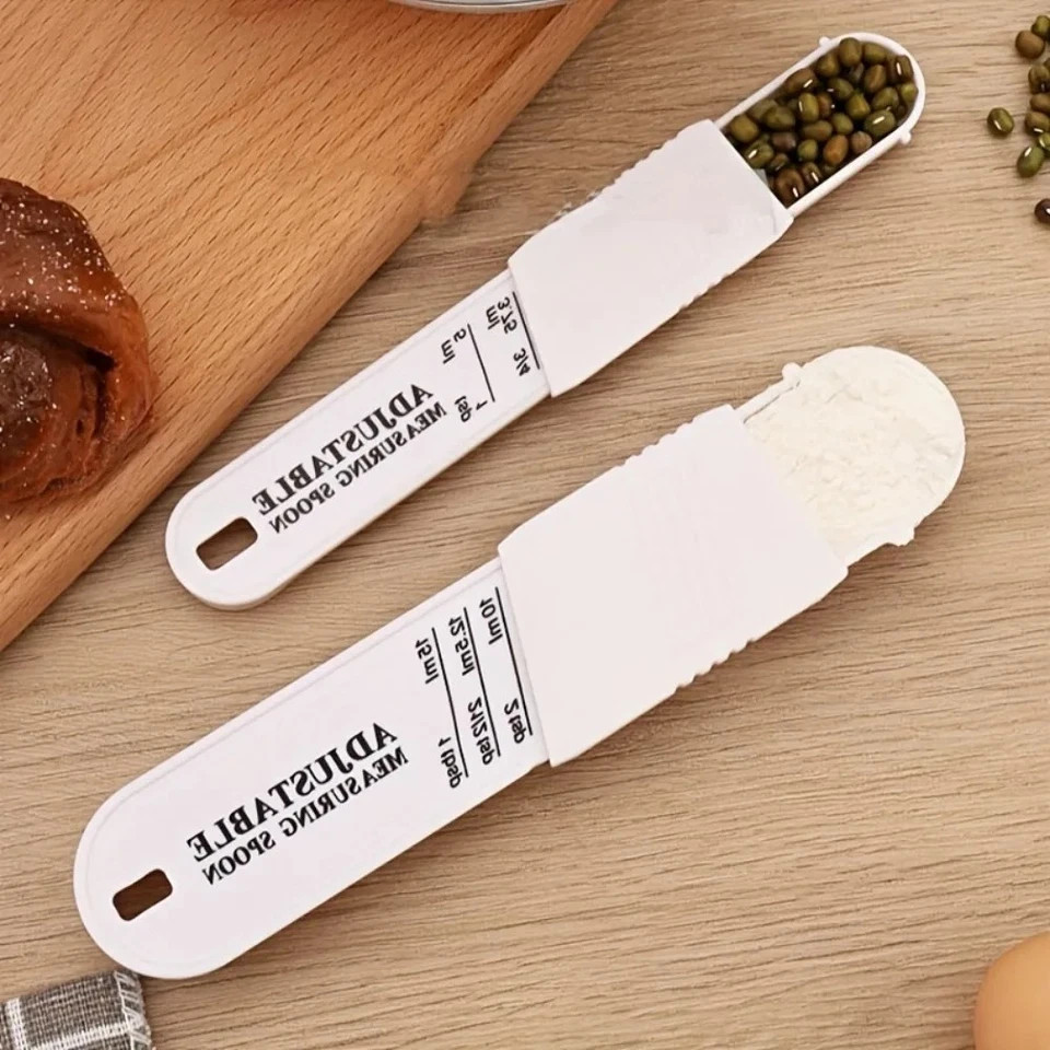 2-Pack Adjustable Measuring Spoon Set Teaspoon Tablespoon Baking Cooking Measure