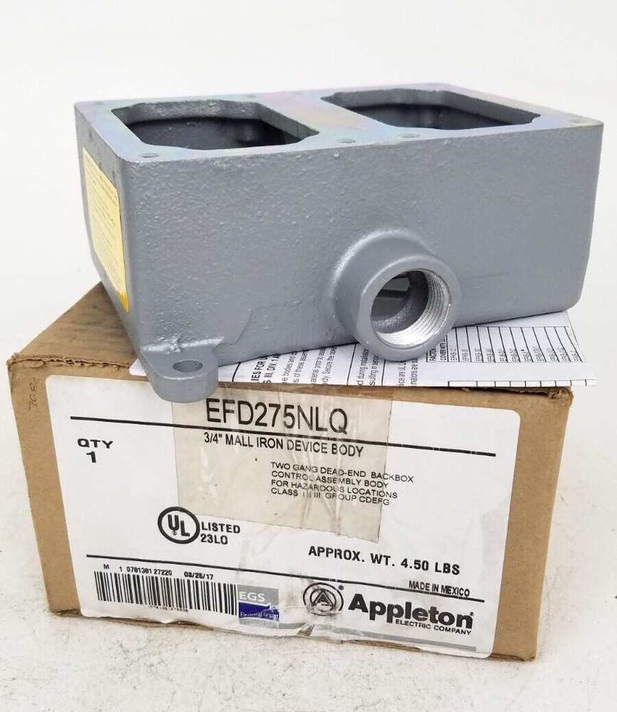Appleton EFD275NLQ, Explosion proof Control Station Mounting Body 2 Gang NEW