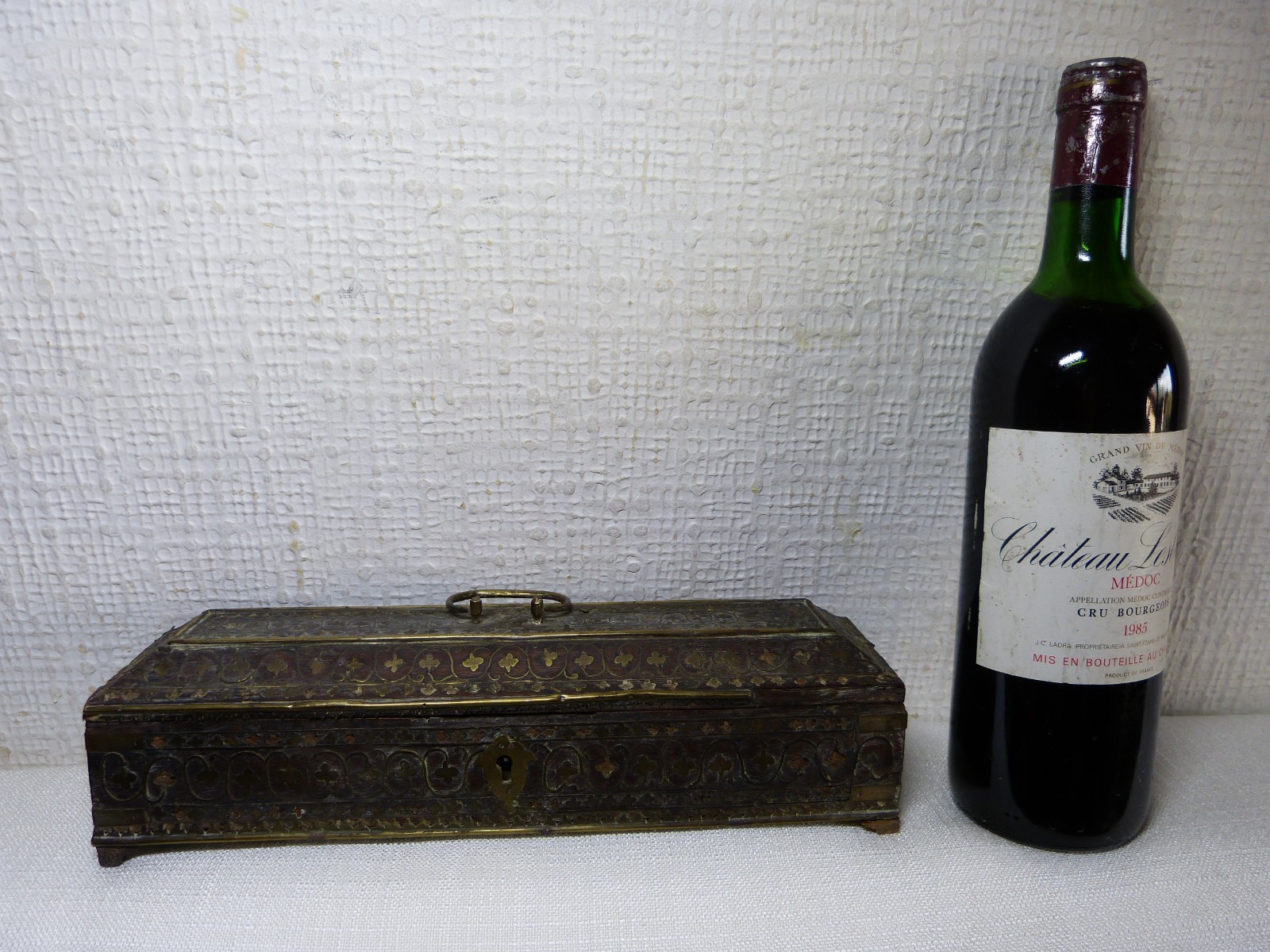 Boxset Antique Box Glove Antique Wooden 19 Century XIX ° Inlay Brass