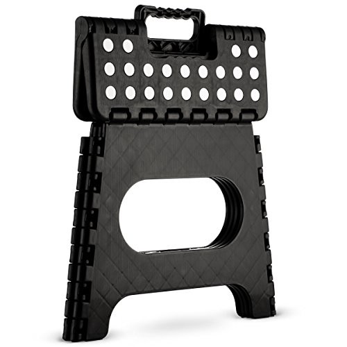 Folding Step Stool - 11" Hight - The Lightweight Step Stool is Sturdy Black