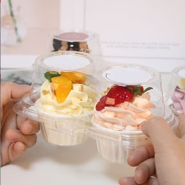 30 PCS Clear Cupcake Boxes 2 Compartment Plastic Stackable Muffin Carrier