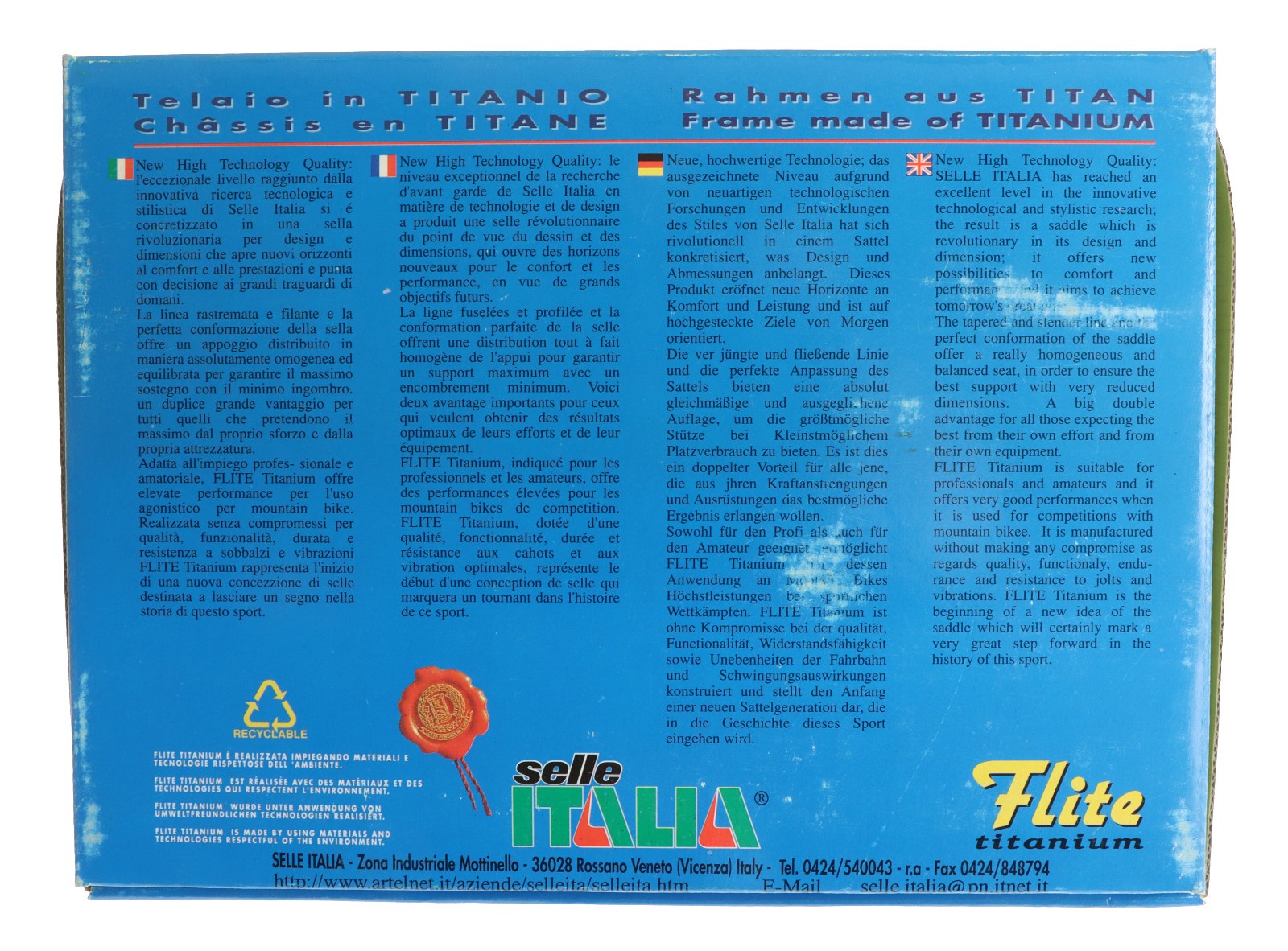 Selle Italia Flite Saddle Titanium Rails Orange Leather 1990 NIB NOS NEW