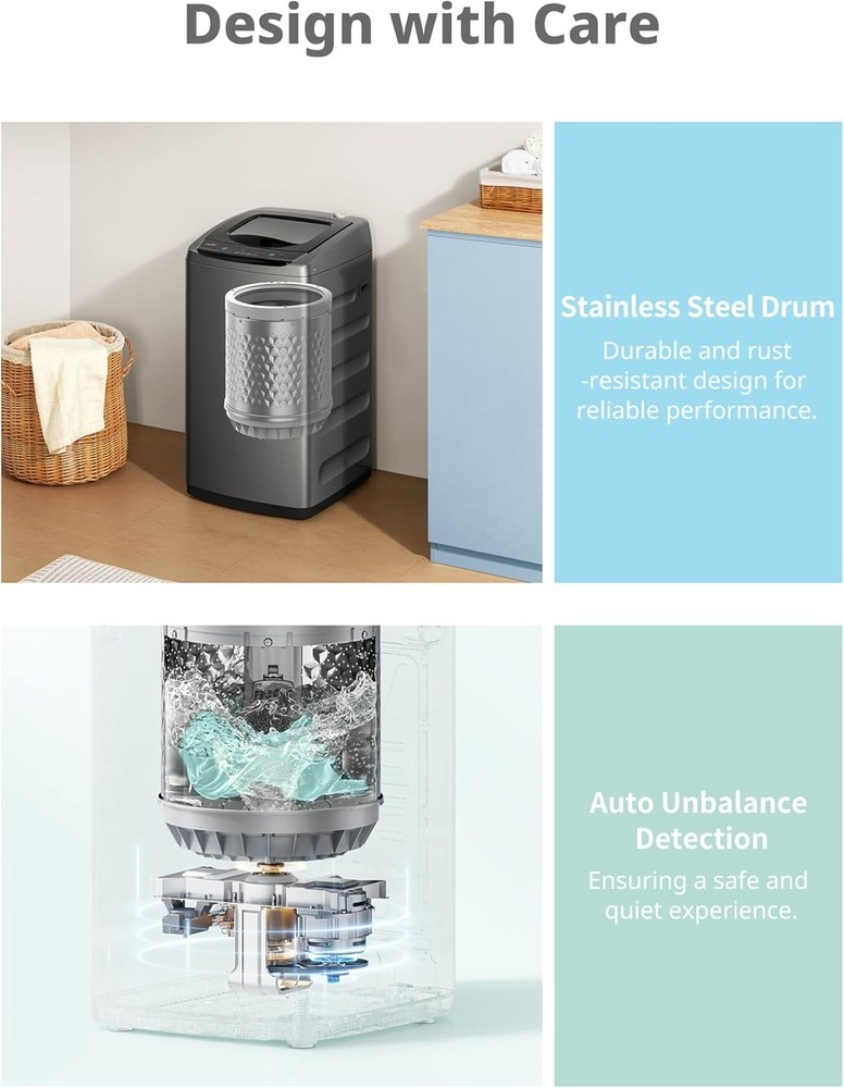 Portable Washing Machine 0.9 Cu Ft Compact Full-Automatic LED Display
