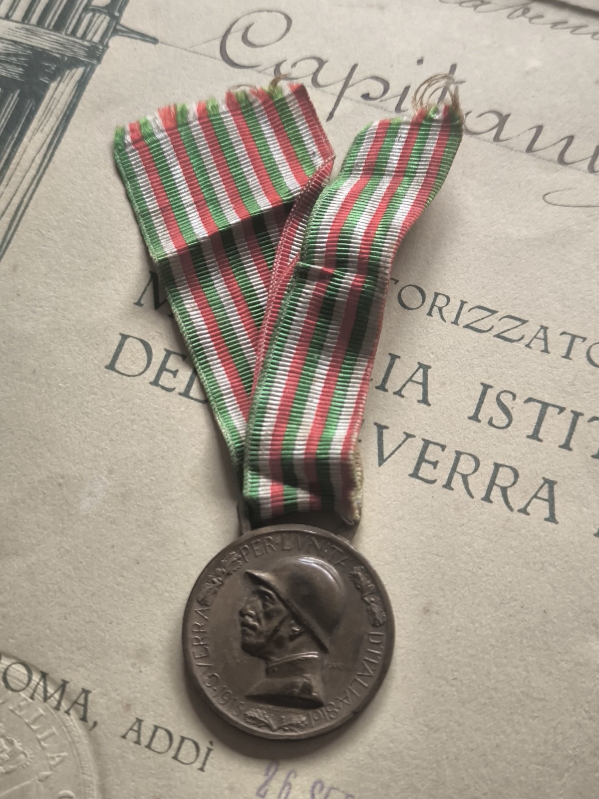 Ww1 Italian Carso-Isonzo Victory Medals with Award Reali Carabinieri Captain