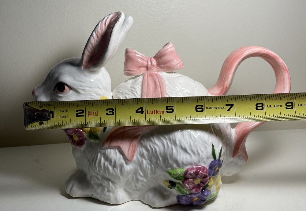 ABC Distributing Rabbit Easter Bunny Spring Teapot 1996 *FLAWS *