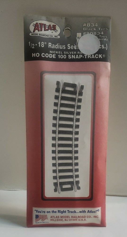 Atlas #834 Code 100 18" 1/2 Radius Curve Track 4 pack