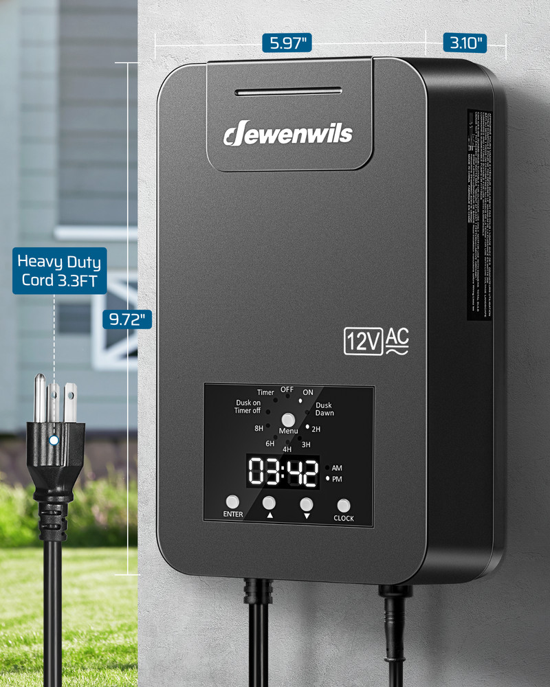 DEWENWILS 200W Low Voltage Landscape Transformer with Photocell Sensor & Timer