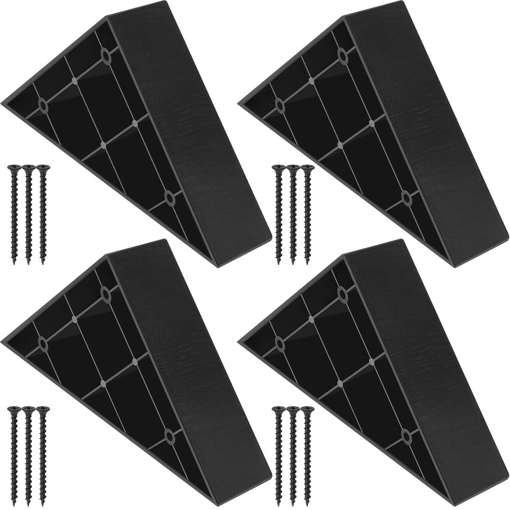 4 Sets Plastic Triangle Corner Sofa Couch Legs Replacement with Screws
