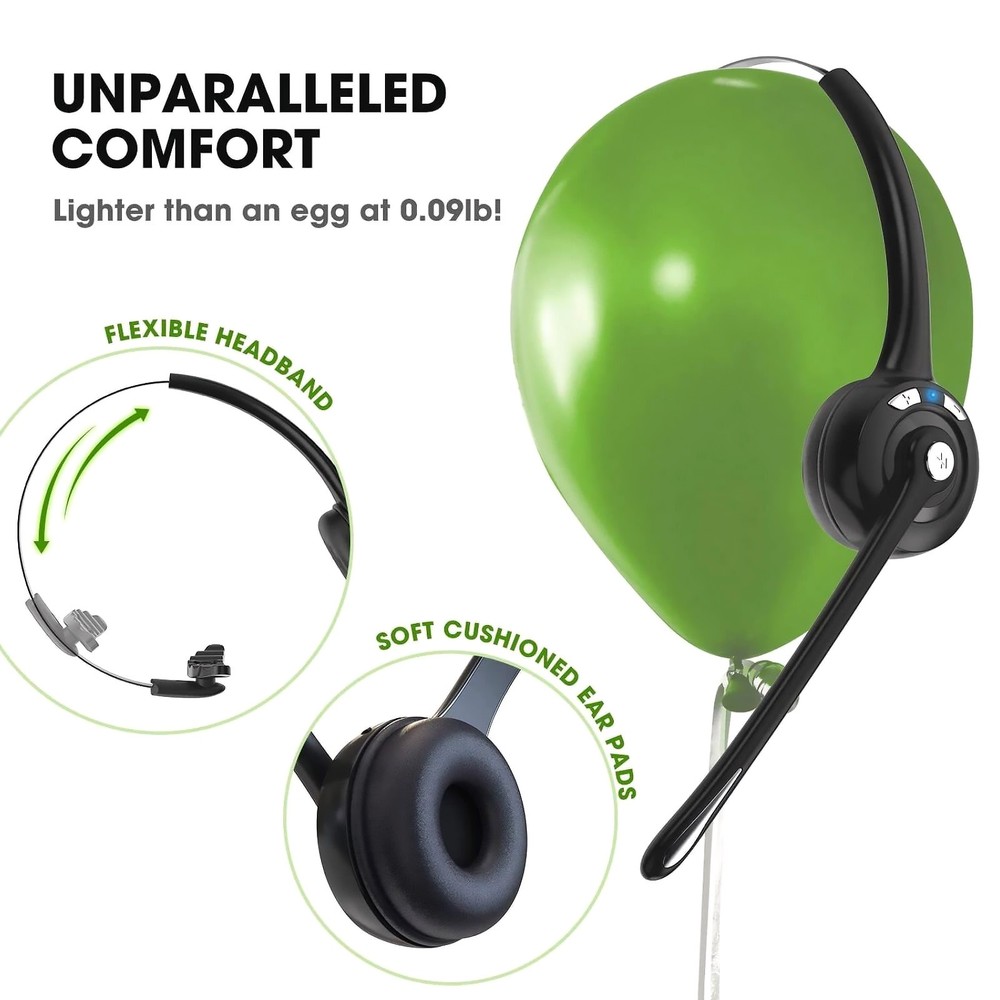 Black Rechargeable Headphone Wireless Bluetooth 5.0 Operator Headset Brand New