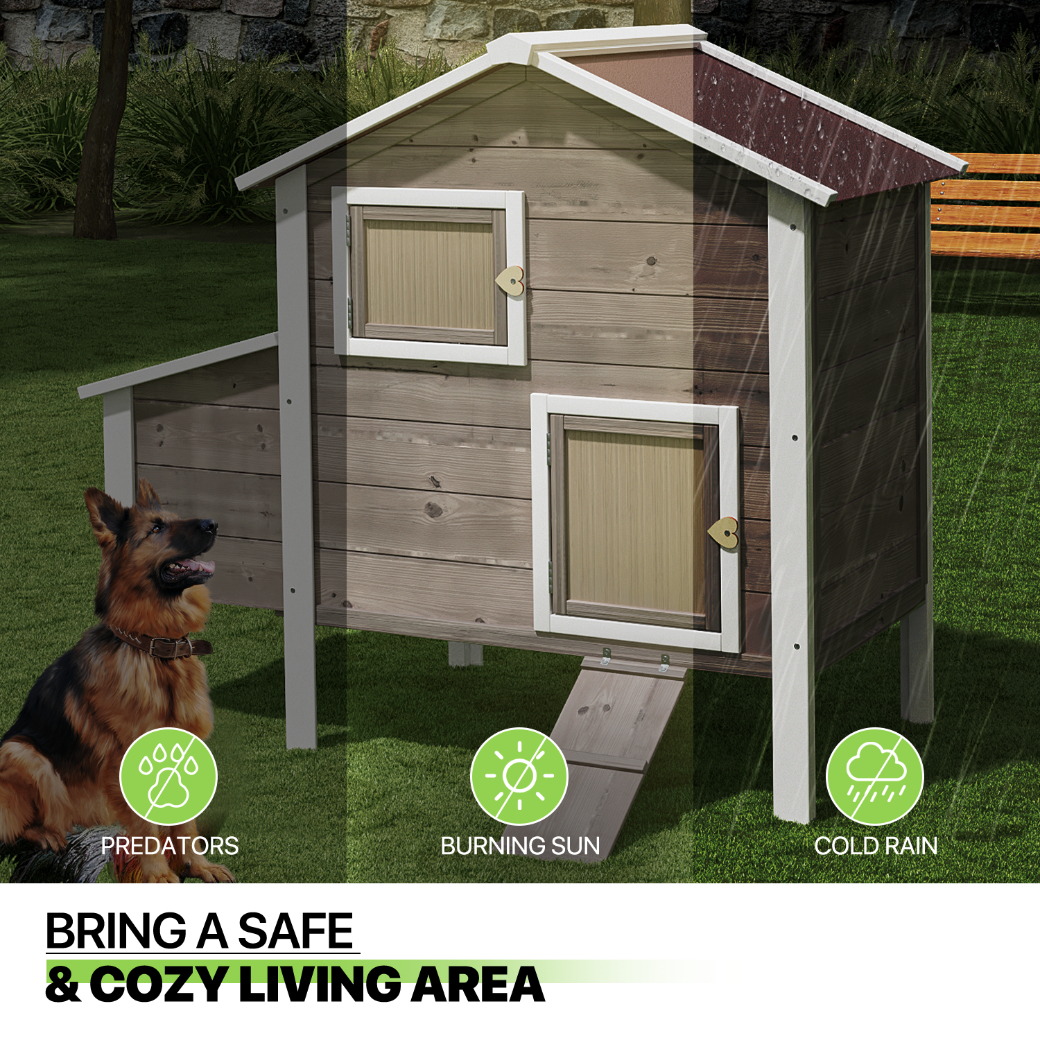 Wooden Chicken Coop Hen House with Removable Tray &Ventilation Door Nesting Box