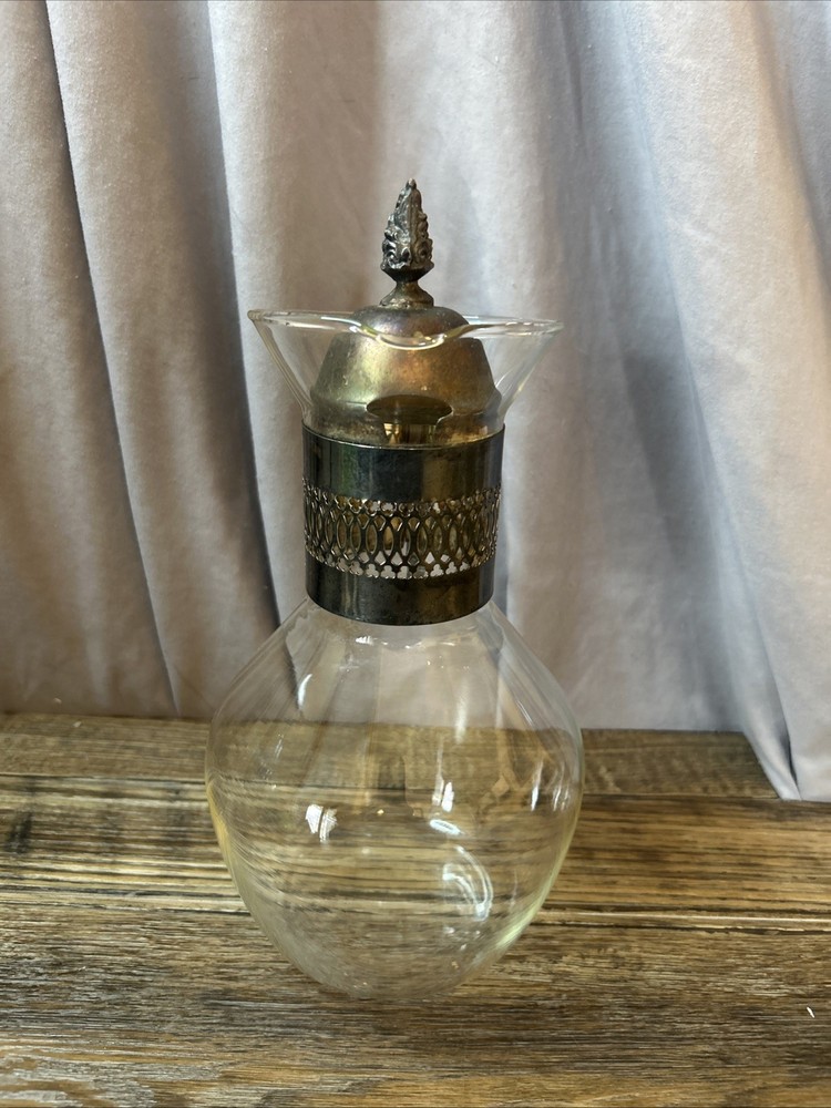 Vintage Silver Plate & Glass Coffee Carafe Pitcher