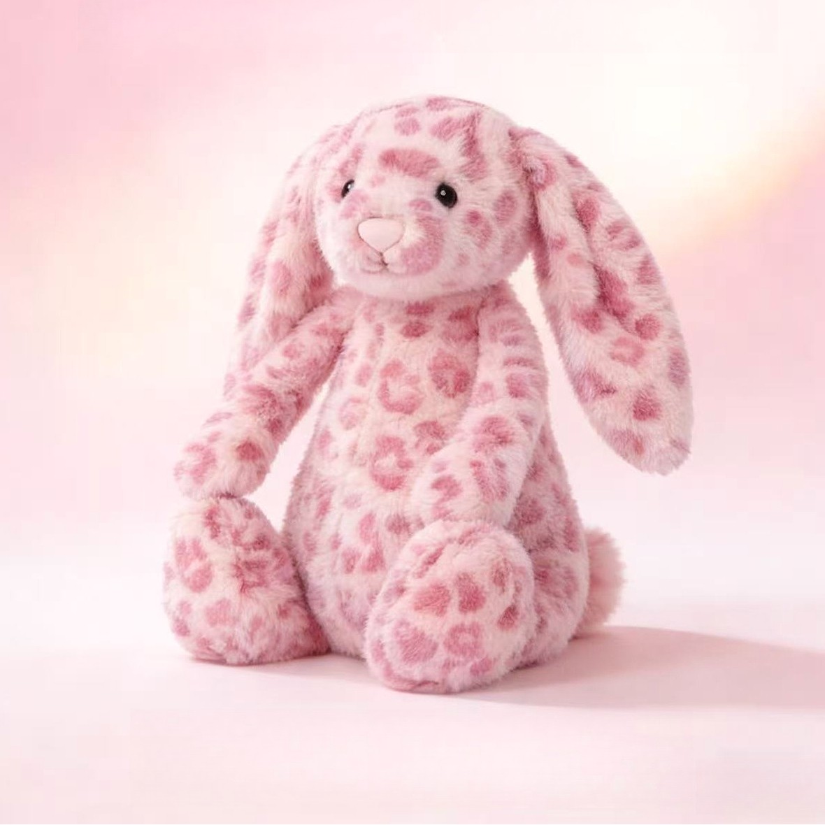 Jellycat NWT Hopscone Luxe Bunny Plush Toy Pink Leopard Print Bashful Bunny Doll