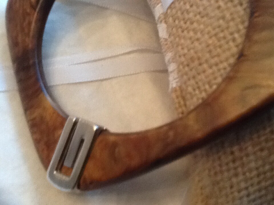 Vintage Brown Marbled Square Bangle Corner Silver Tone Metal