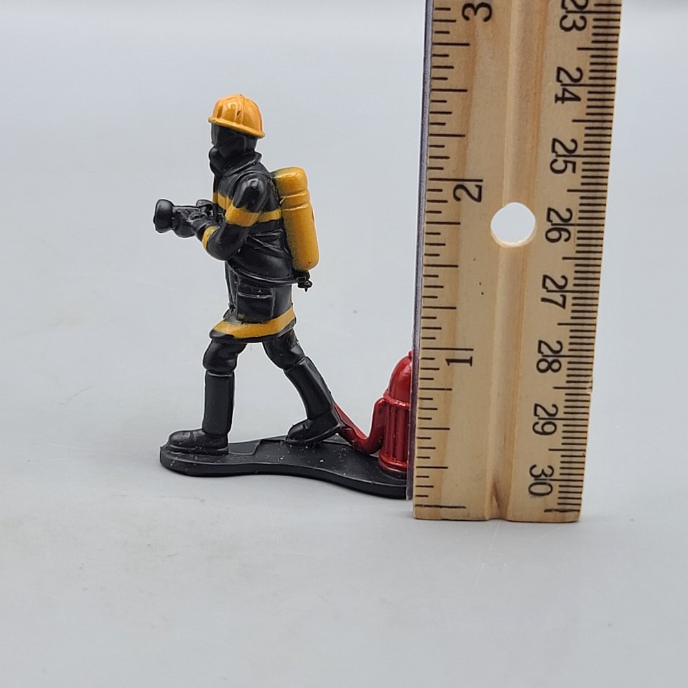 Vintage Fireman Figurines Black Plastic Fire Hydrant