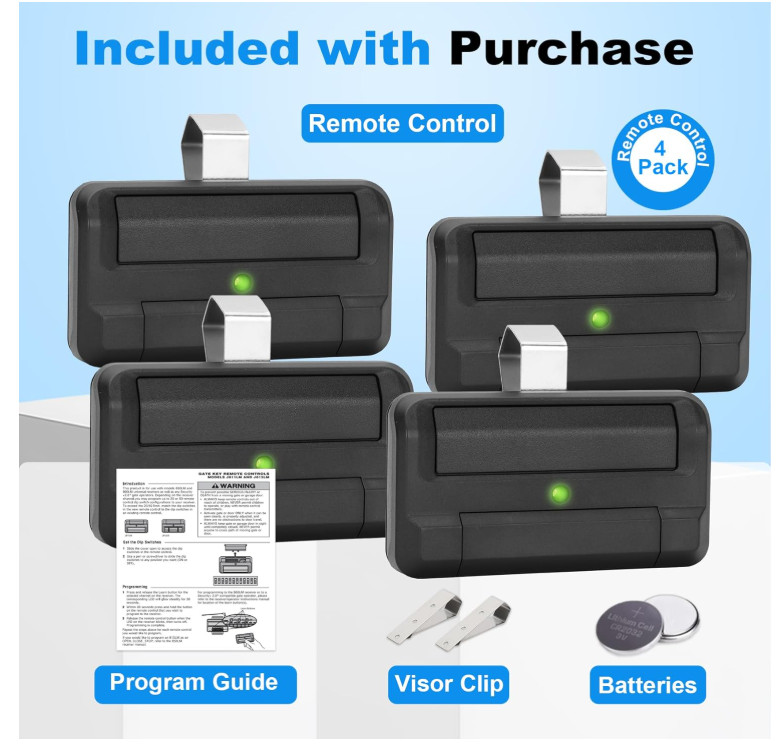 4Pk-811LM Remote for liftmaster with Encrypted DIP Programming Security+ 2.0....