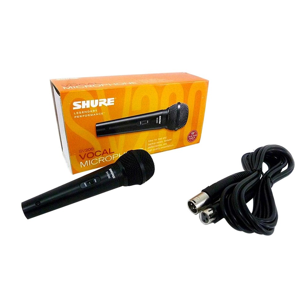 Shure SV200-W Dynamic Cardoid Handheld Multi-Purpose XLR Microphone + Cable
