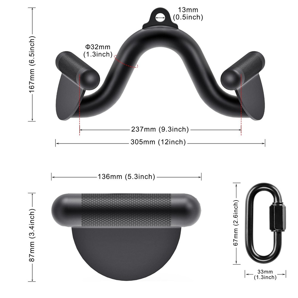 12 LAT Pull Down Bars Cable Machine Attachment, Rowing T-bar V-bar Set, Back ...