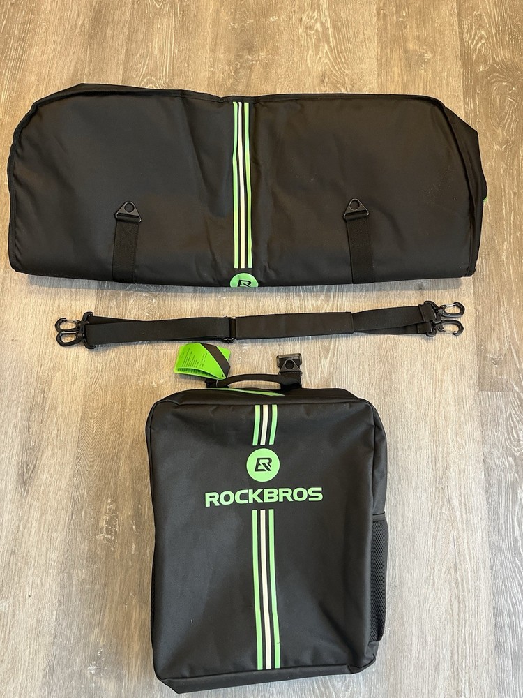 RockBros Bike Transport Bag Backpack Conversion Polyester Black Zip Handle NWT