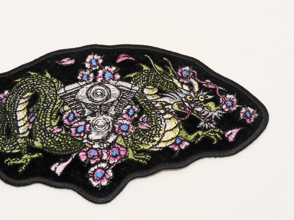New Motorcycle Jacket Patch Dragon & Flowers Patch! 🧥 🏍️ 🐉 🌺