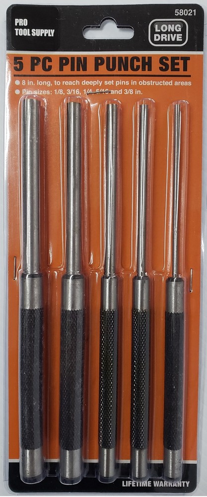 Pro Tool Supply 58021 5pc Pin Punch Set Long Drive