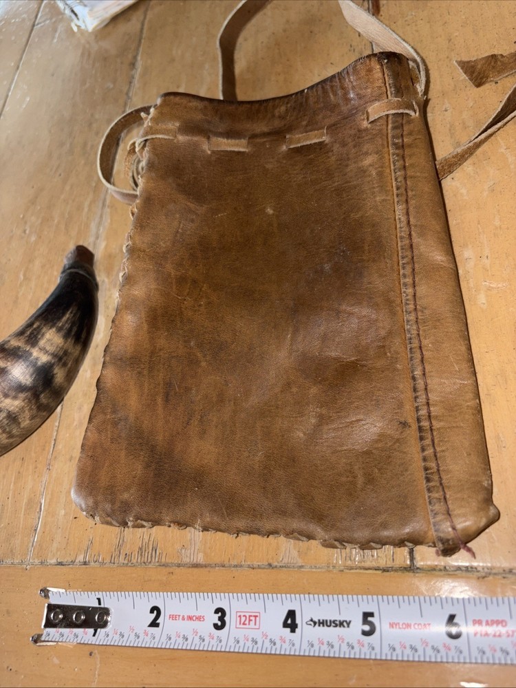 Vintage black powder muzzleloader possible bag and Powder Horn