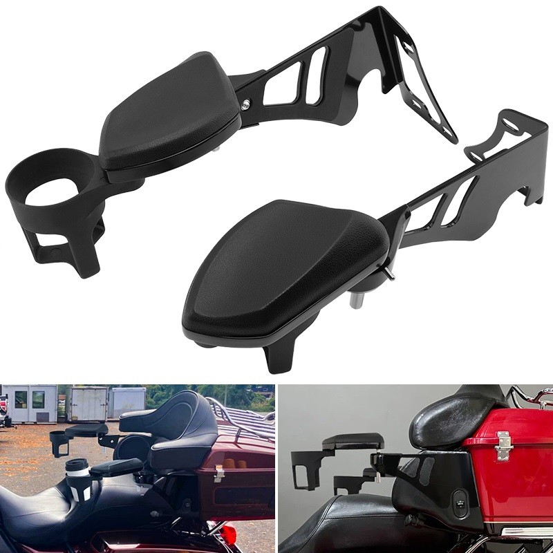 Passenger Armrest w/ Drink Holder For Harley Electra Glide Road King 1997-2013