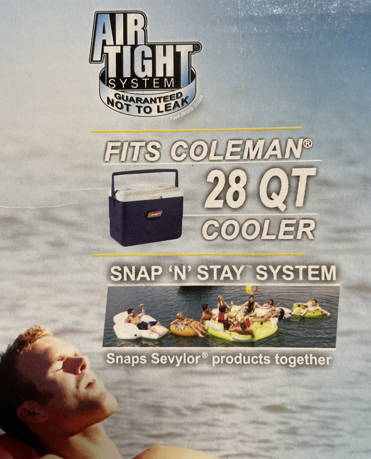 Pool Float Sevylor Cooler Green Inflatable Fits 28Qt 4 Cup Holders NEW SNAP STAY