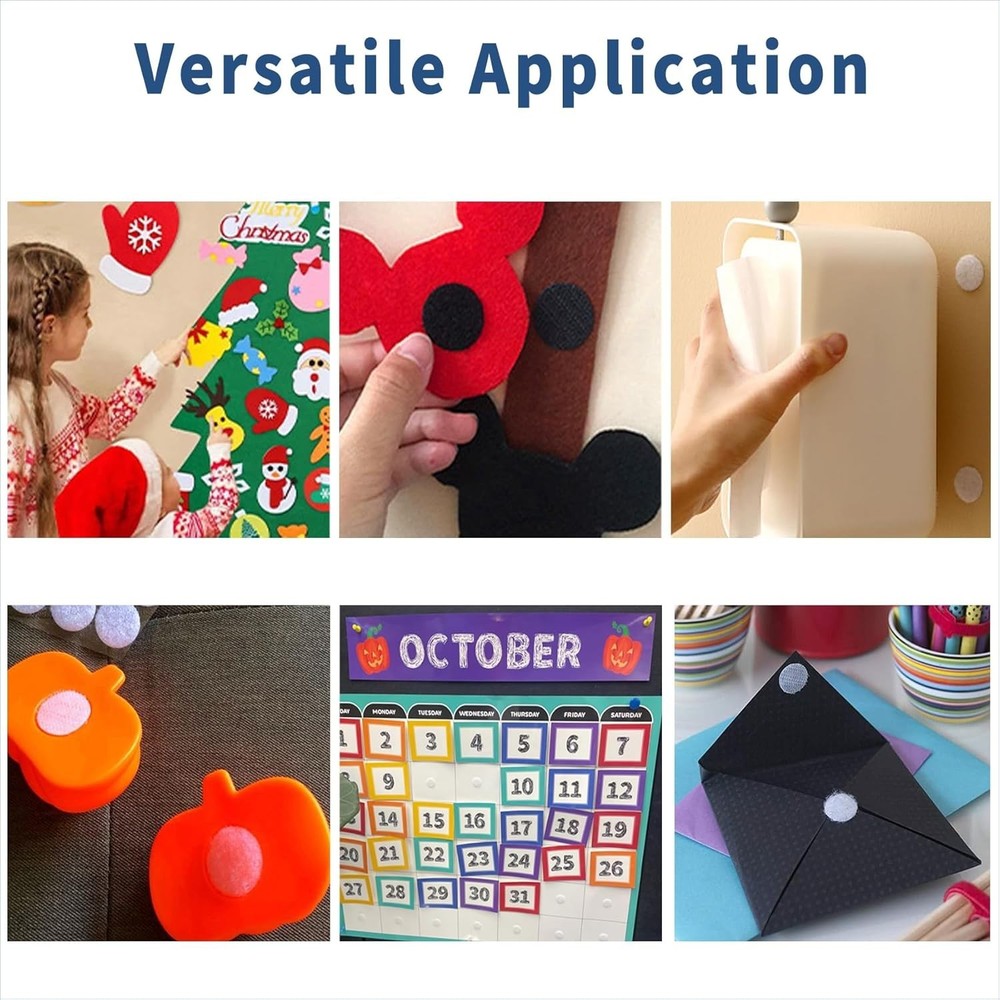 Versatile Black Self-Adhesive Dots - 1-Inch Hook Loop Coins for All Surfaces