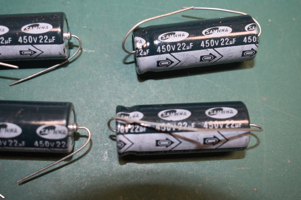 Samwha 22 uF 450 Vdc Amplifier Electrolytic Filter Capacitors Tested Four