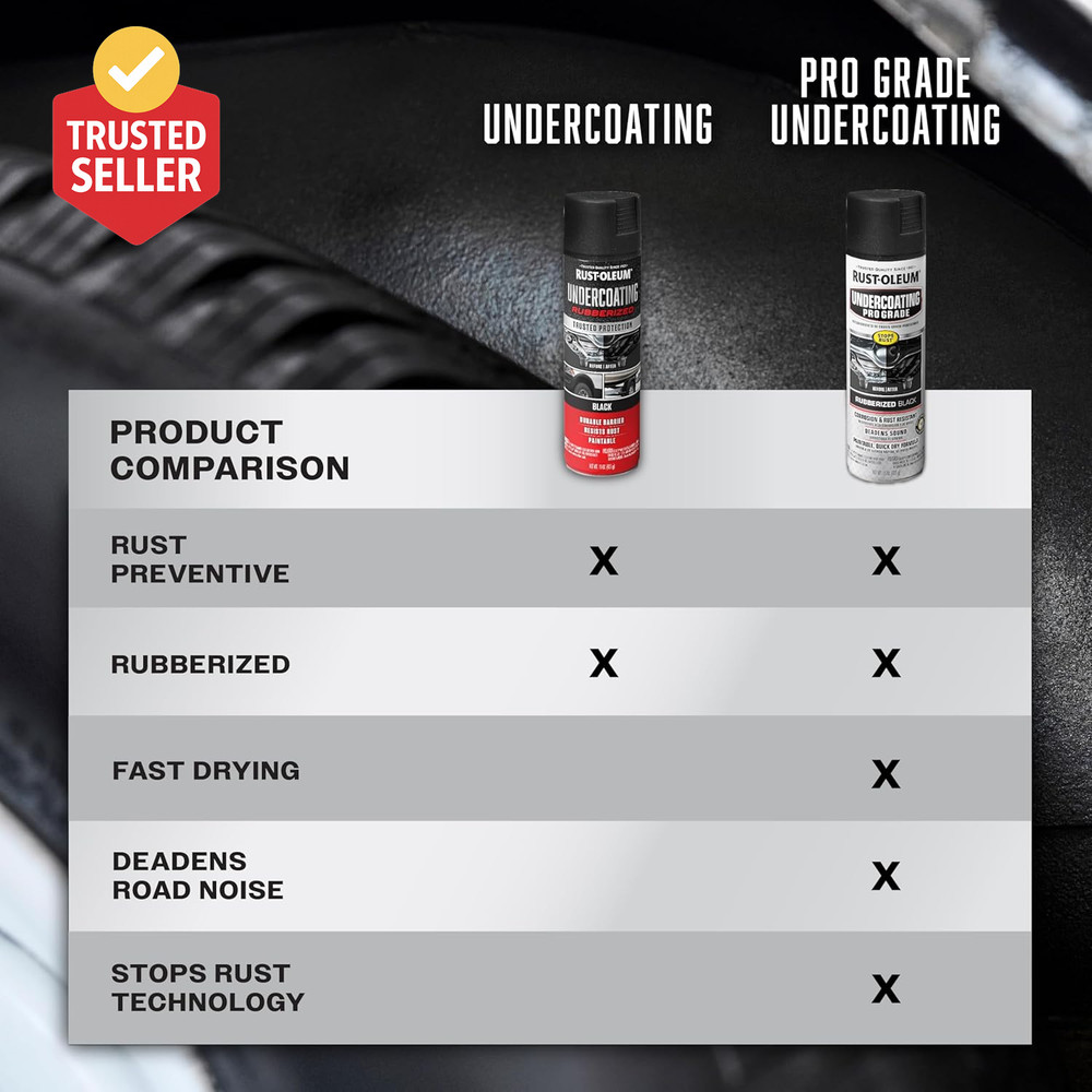 248657-6PK Stops Rust Undercoating Spray, 15 Oz, Rubberized Black, 6 Pack