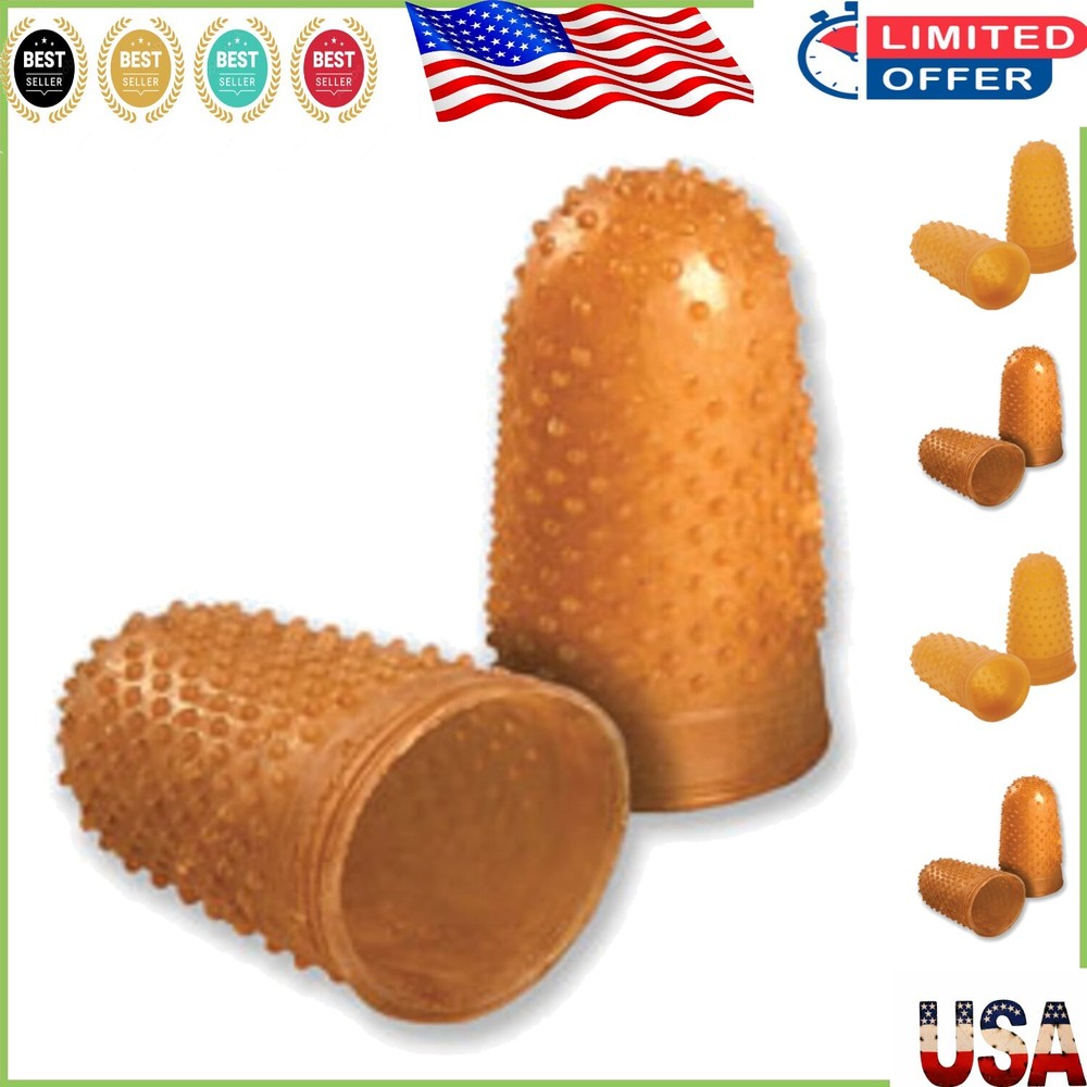 Extra Thick Rubber Finger Tips - 12 Count, Amber, Medium/Large for Comfort