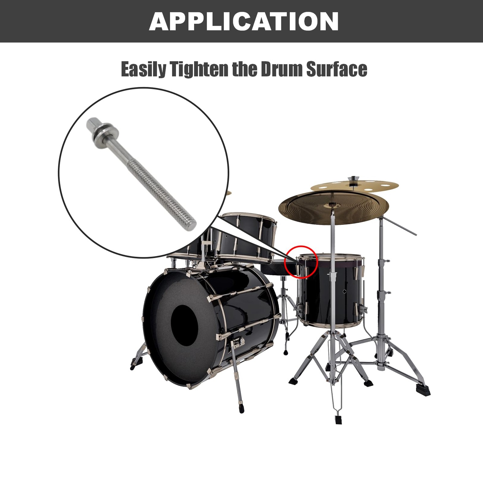 CashBeat 12-Pack Drum Tension Rods, M6X60 mm Stainless Steel M6 x60, Silver