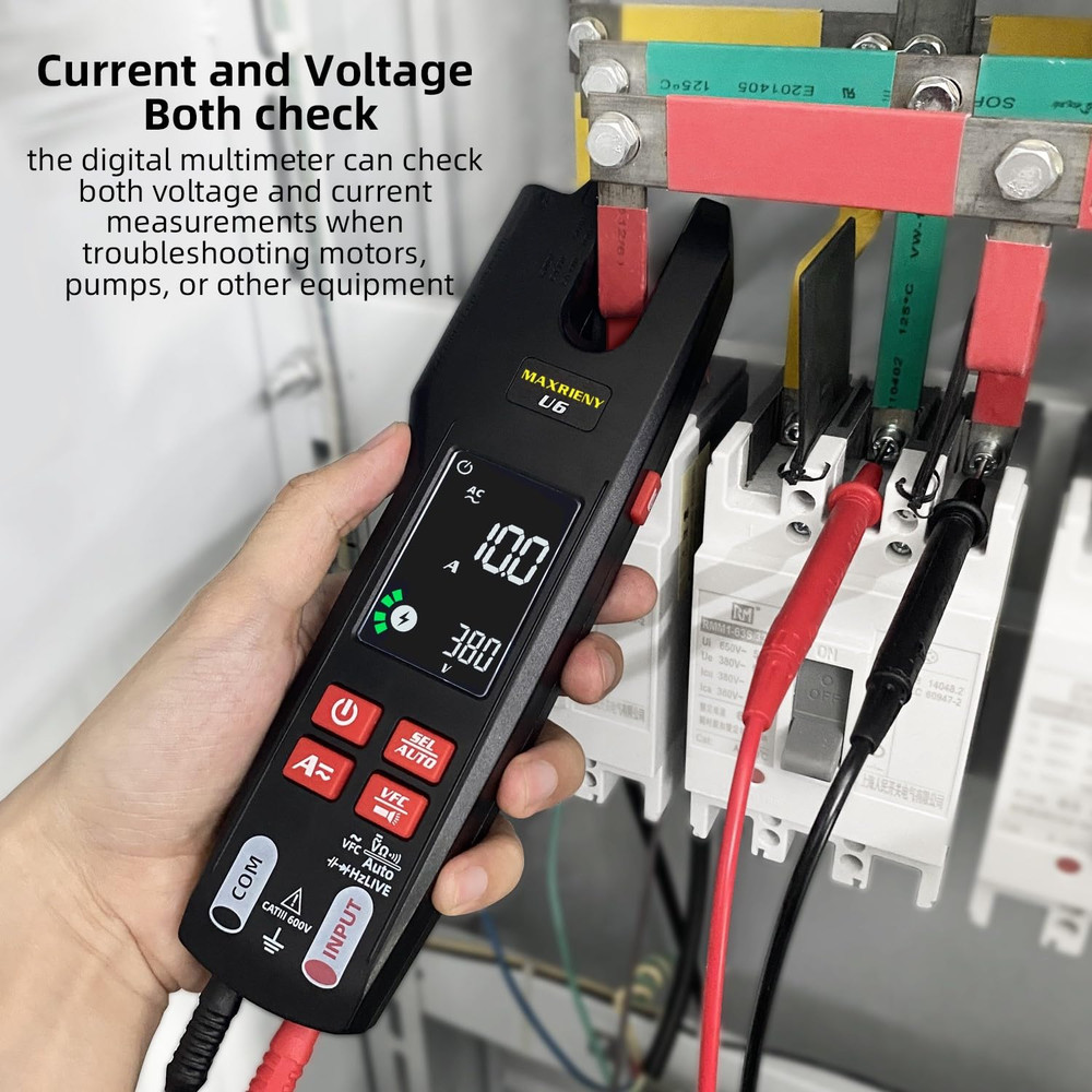 Open Jaw Clamp Meter 600A DC AC Current Smart Digital Electrical Multimeter Test