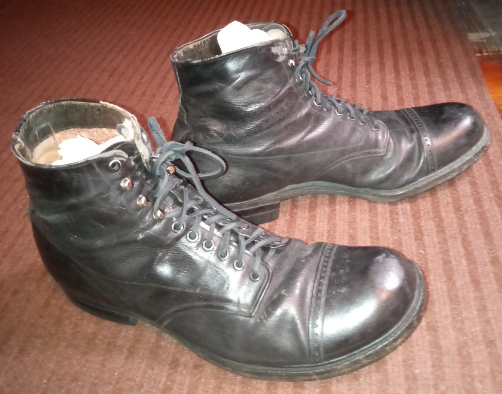 Span Am Indian Wars US Boots Black Leather 11" Long Goodrich Heels Volunteers