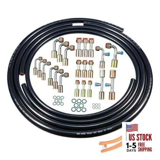 26Pcs AC Hose Kit, 6.5Ft Air Conditioning Hose and Fitting Kit - Includes
