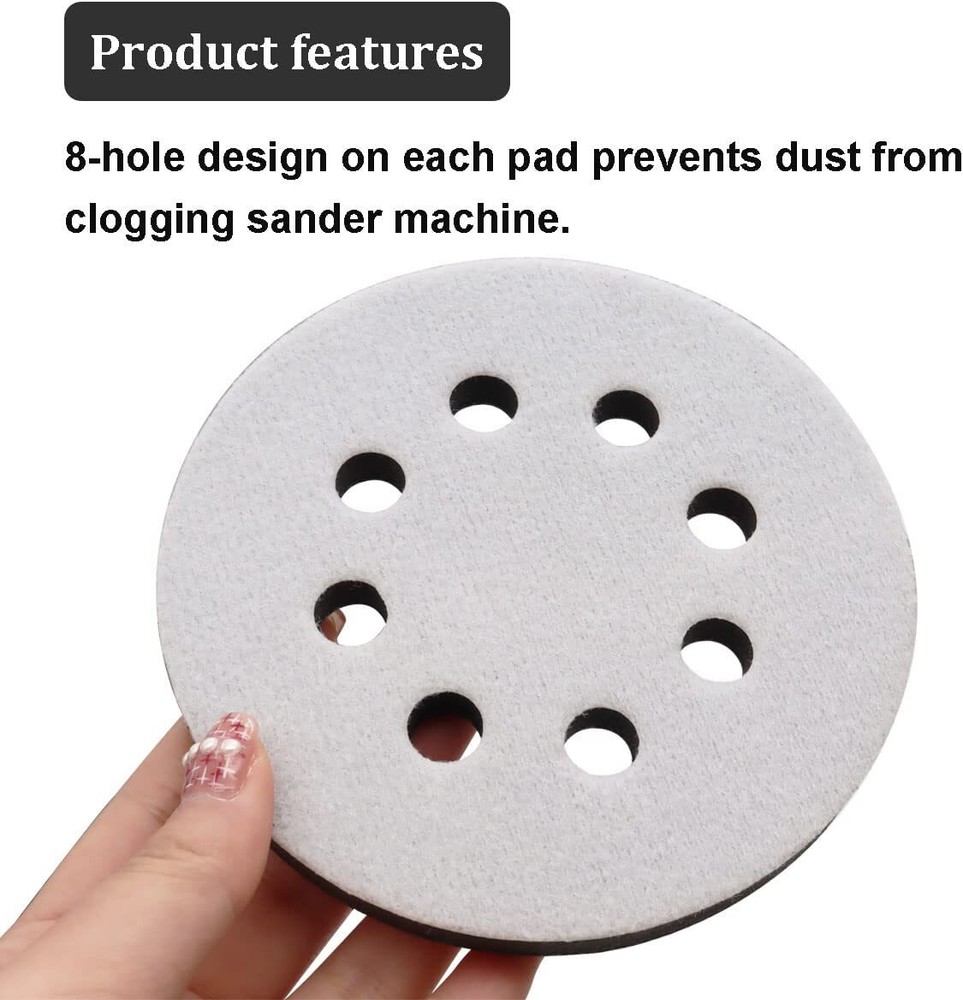 2Pcs 5 Inch 8Hole Soft Interface Pad Hook Loop Sponge Cushion Buffer Backing Pad