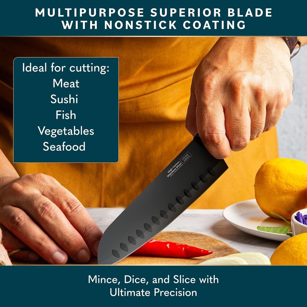 Razor-Sharp Santoku Knife & Protective Sheath - Multi-Purpose Kitchen Essential