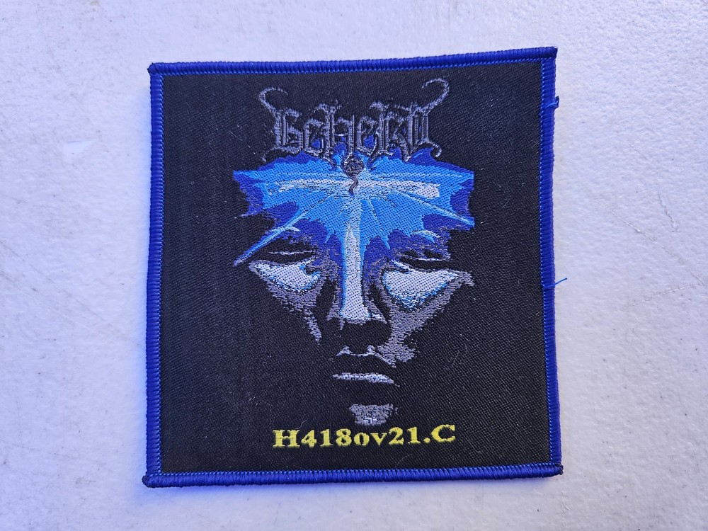 BEHERIT, SEW ON BLUE BORDER WOVEN PATCH
