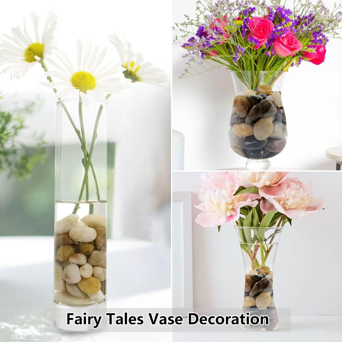 2Lbs White River Rocks, 1-2 Inch Natural Pebbles for Indoor Plants, High Polishe