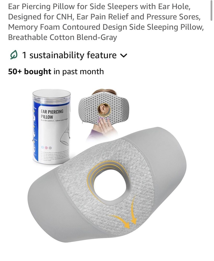 Ear Piercing Pillow (Gray)