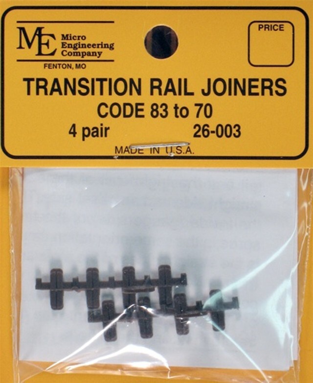 Micro Engineering ~ HO Scale Plastic Transition Rail Joiners Code 83-70 ~ 26-003