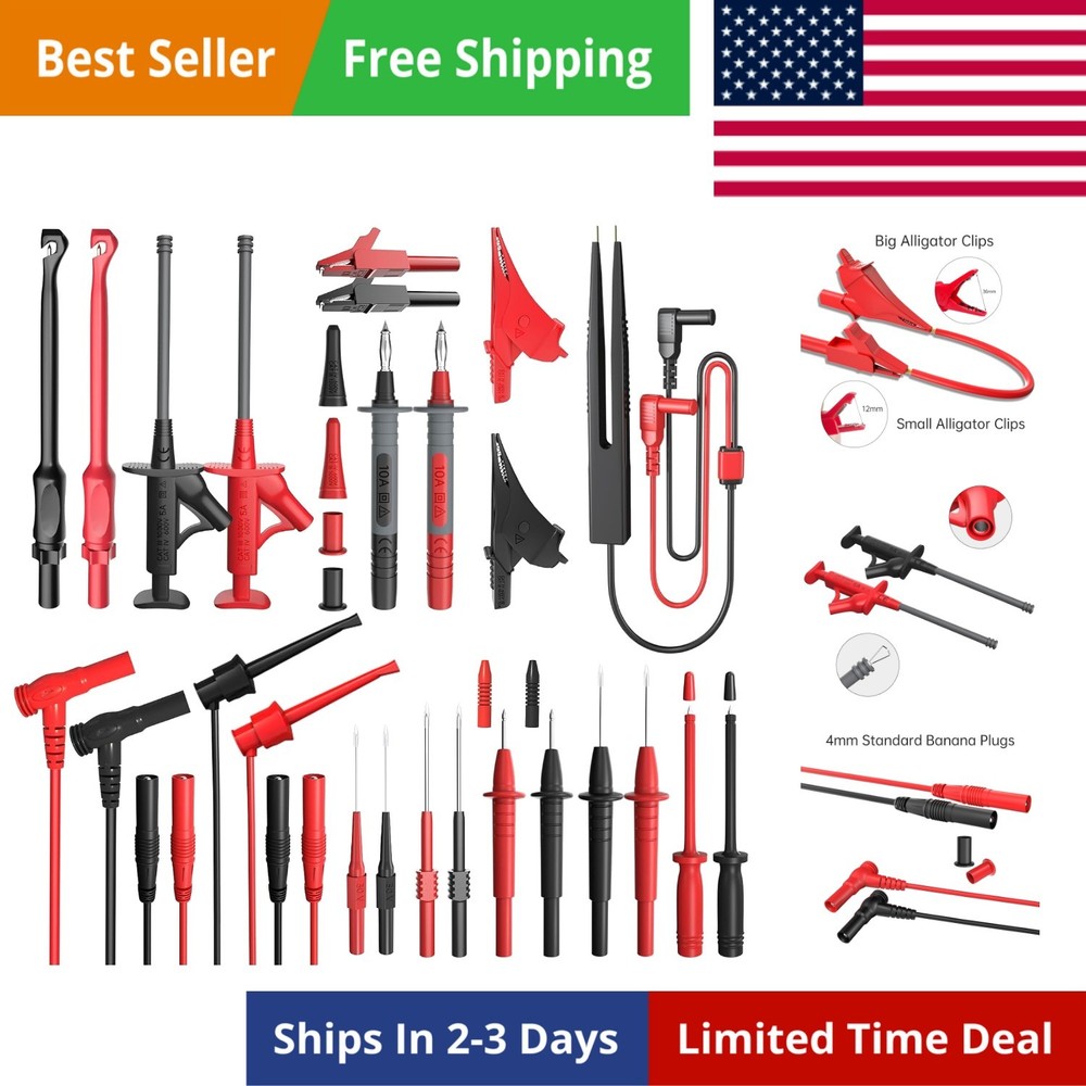 25PCS Silicone Multimeter  Leads Kit with Replaceable Wire Piercing Probes Se...