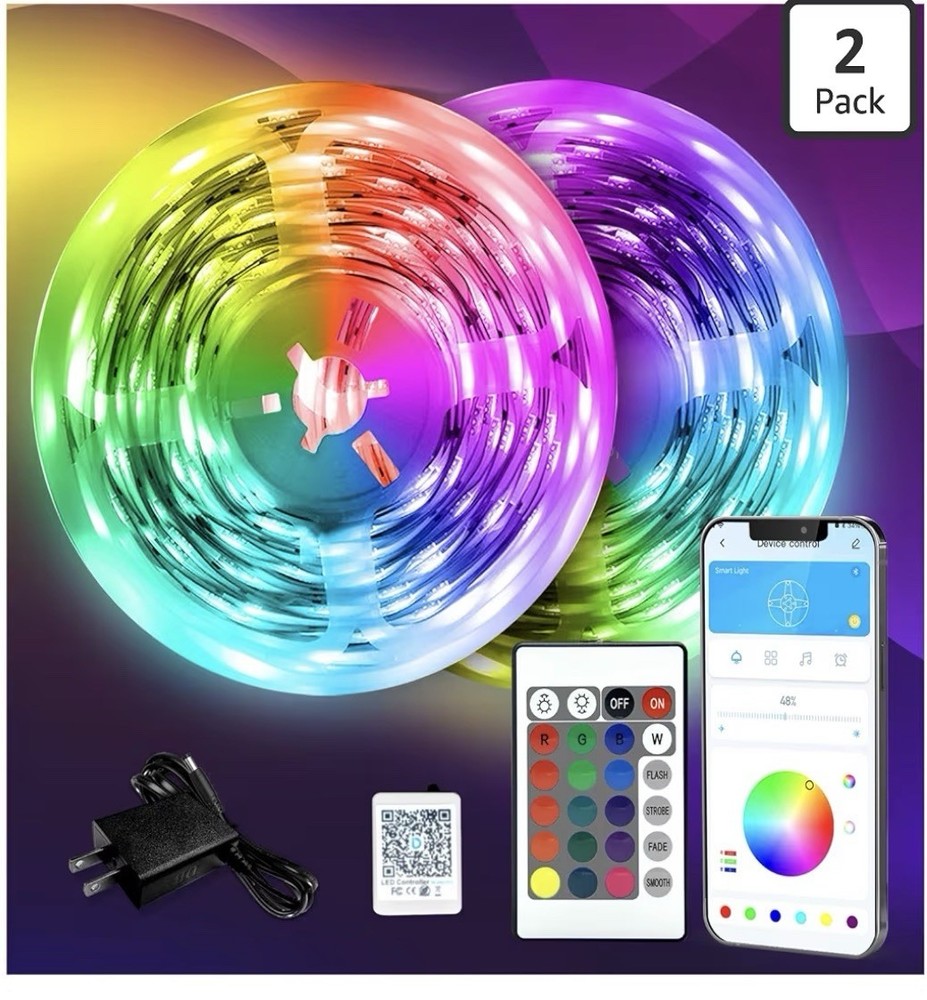 130ft Multicolor LED Light Strip Bluetooth App & Remote Control