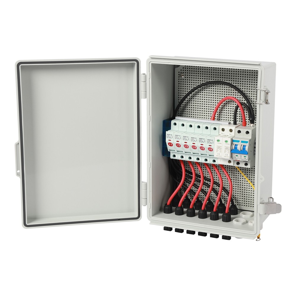 6 String Solar PV Combiner Box Circuit Breaker Junction Box for Solar Panel 63A