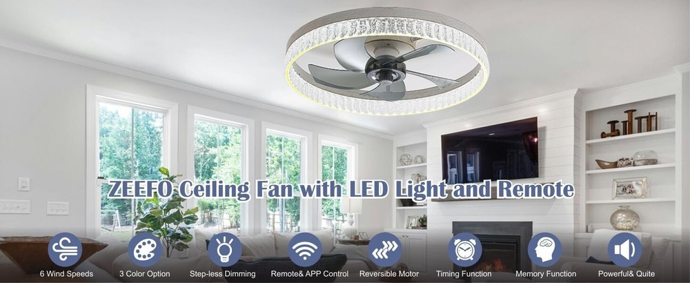 ZEFFO - Ceiling Fan with LED Lights