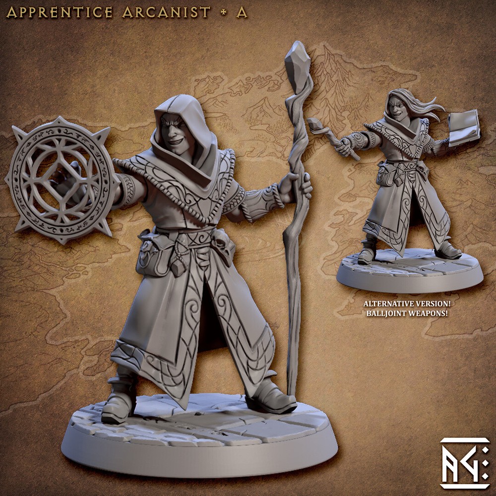 Apprentice Arcanist Human Wizard Sorcerer Miniature | D&D DnD |