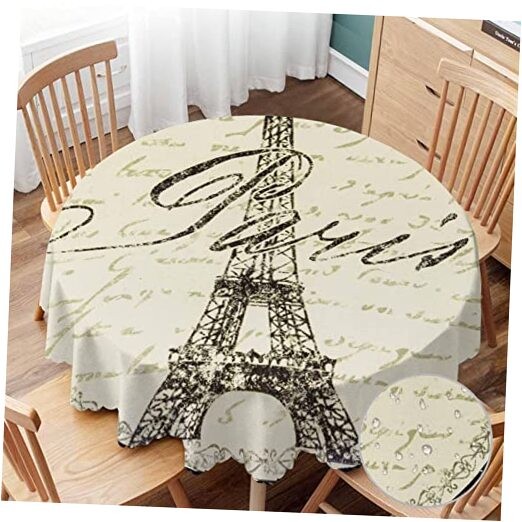 Tablecloth Paris Theme Tablecloths 60" Diameter Round Eiffel Wall Decoration
