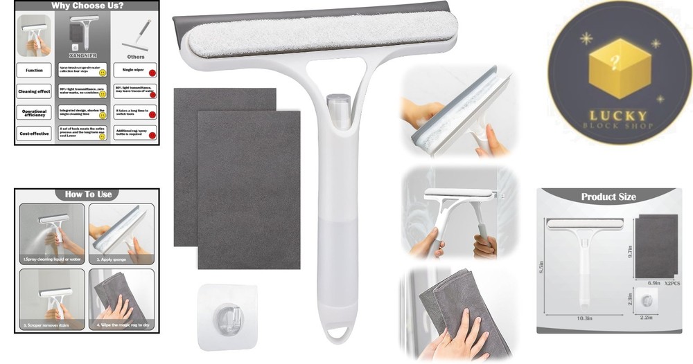 Revolutionary Window Cleaning Kit: Squeegee & Magic Cloth for Any Surface