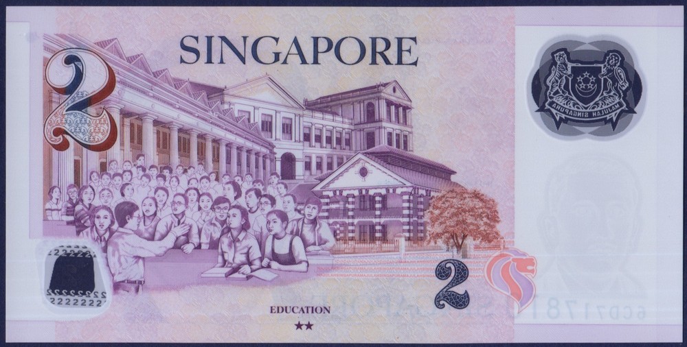 Singapore - P46i - 2 Dollars - Two 2 Solid Stars - POLYMER - #6CD - UNC