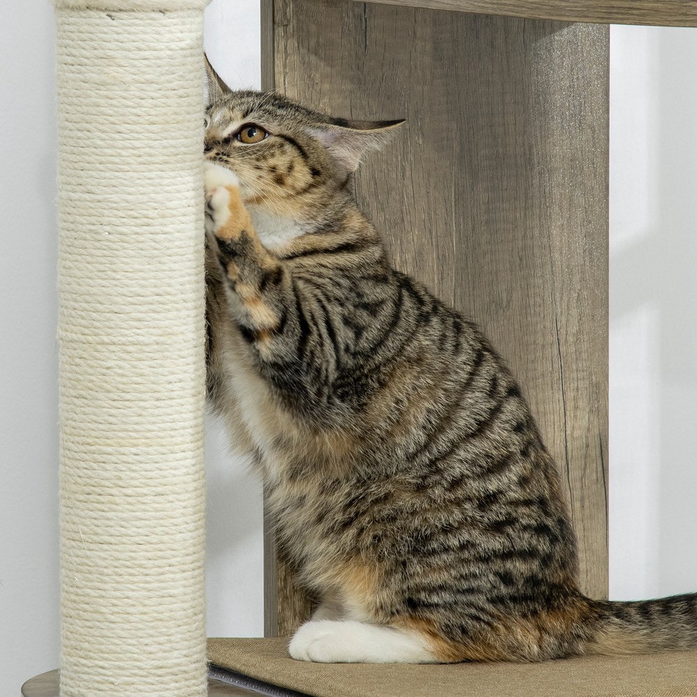 65" Corner Modern Cat Tree Tall for Climbing with Scratching Posts